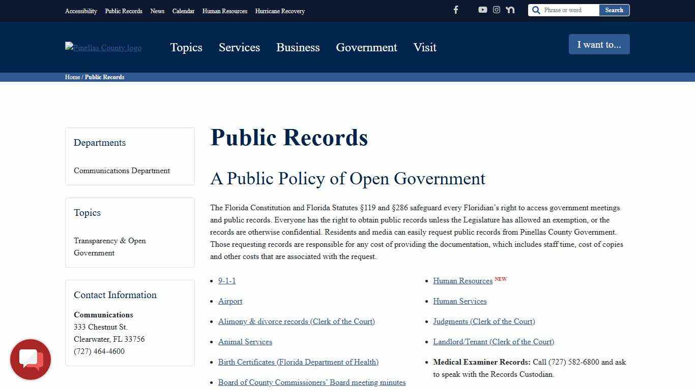 Public Records - Pinellas County